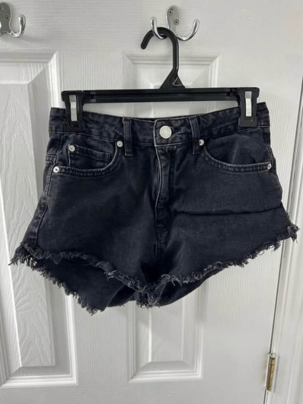 Garage Denim Black Mini Festival Cheeky Shorts High Rise, Size 0